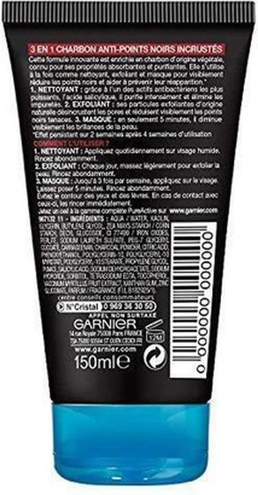 Produktbild Garnier SkinActive 3-in-1 Carbon Anti-Black Dot Inlaid Cleanser 150ml (Reinigungstücher Gesicht, 150 ml)