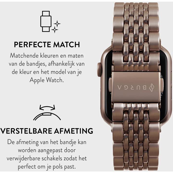 Produktbild Burga Apple Watch Metal Bandje - Chic Royal - Roségold - 42 mm / 44 mm / 45 mm / 49 mm (Edelstahl)