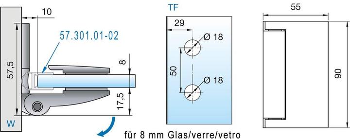 Actual product image Pauli+Sohn Shower door hinges FARFALLA 8128