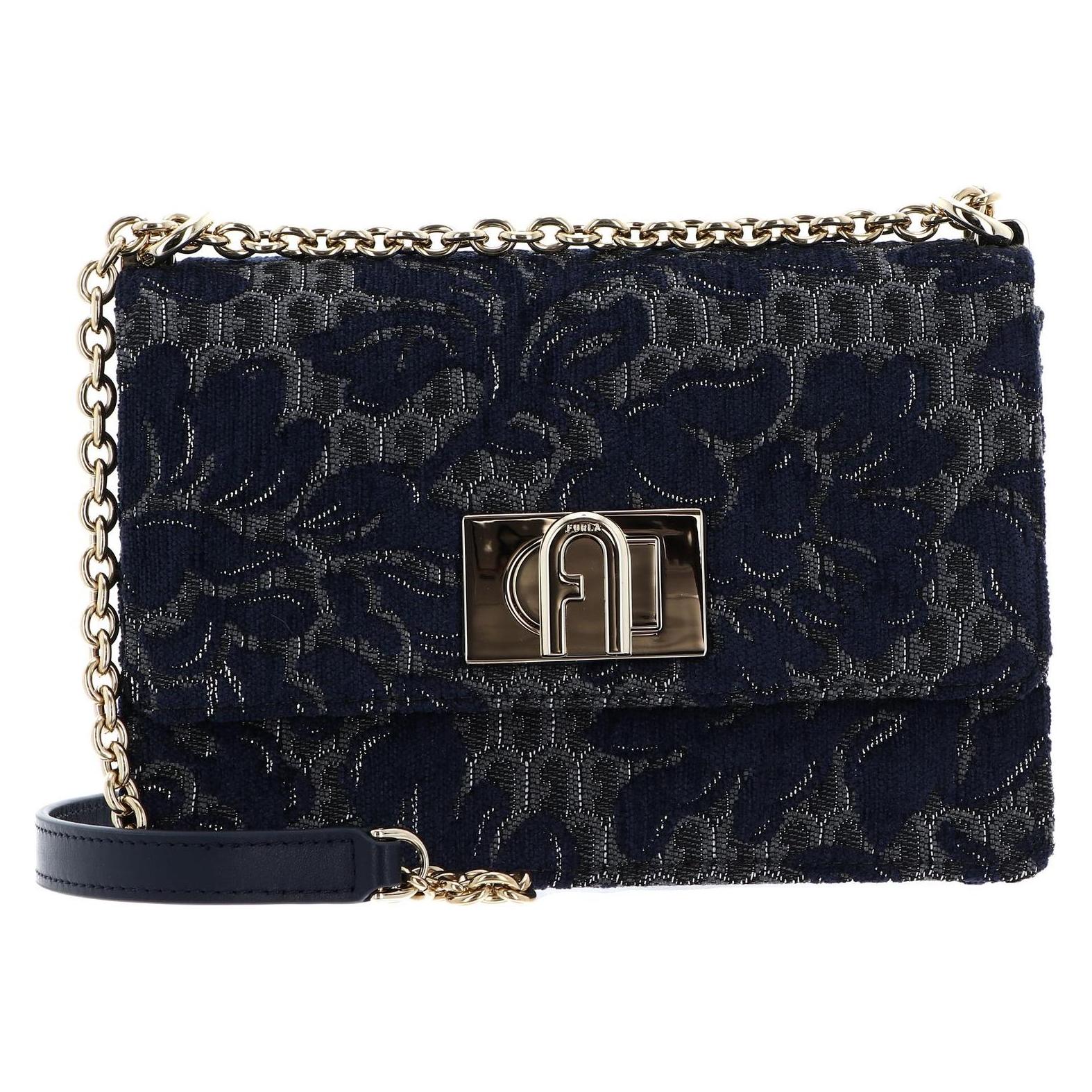 Furla, Damen, Handtasche, 1927 Mini Crossbody 20, Blau, Grau, Schwarz