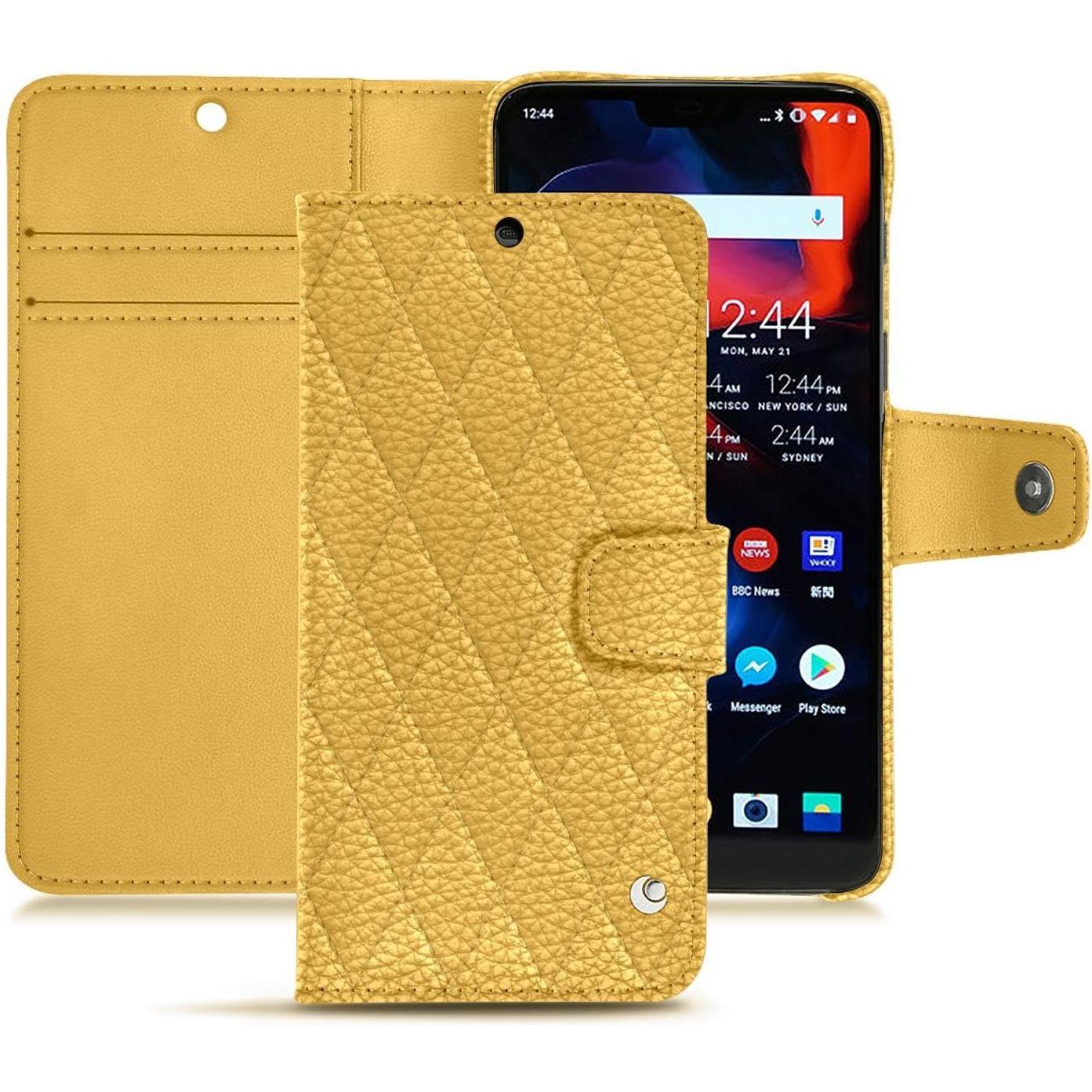 Noreve Lederschutzhülle Wallet (OnePlus 6), Smartphone Hülle, Orange