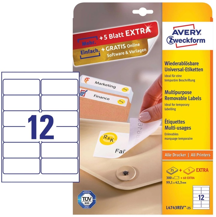Actual product image Avery Universal labels, ablösbar
