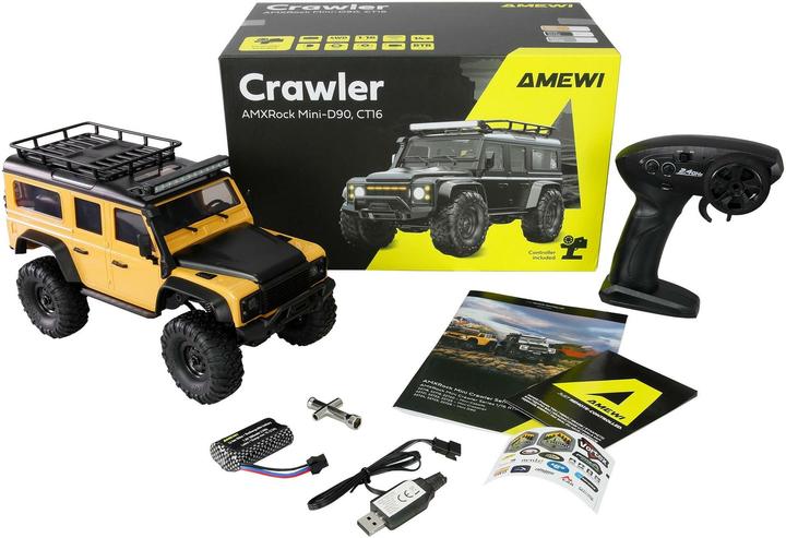 Immagine prodotto Amewi RC Crawler Mini-D90 AMXRock 4WD 1:16 RTR gelb (RTR pronto all'uso)