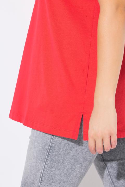 Immagine prodotto Ulla Popken T-shirt dal taglio svasato con effetto a più strati, scollo a girocollo e mezze maniche (50, 52)