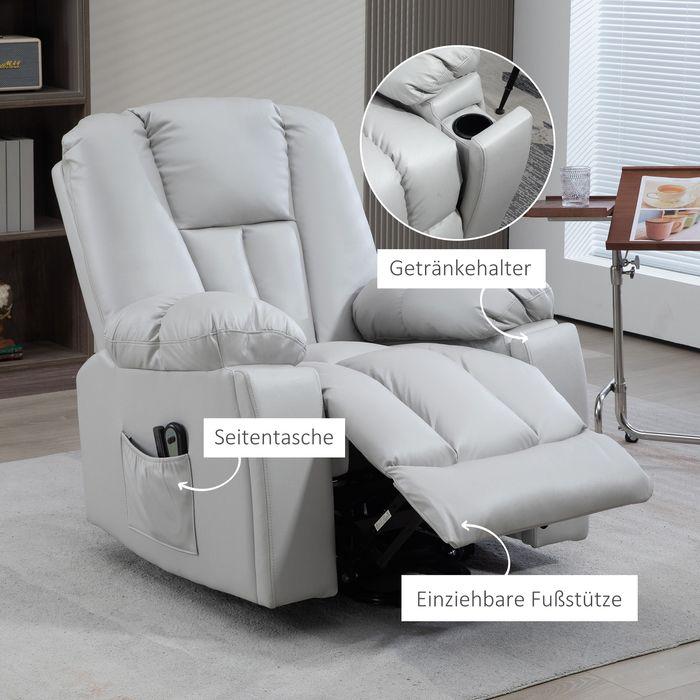 Produktbild Swisshandel24 Seniorensessel mit Aufstehhilfe, elektrisch, mit 8 Massagepunkten, Fernbedienung, 94x96x106cm, Hellg