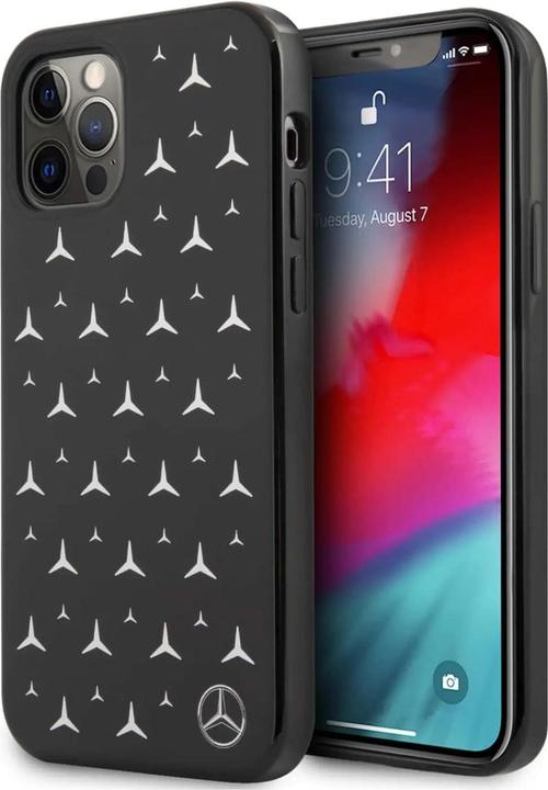 Actual product image Mercedes MEHCP12MESPBK iPhone 12/12 Pro 6,1" czarny/black hardcase Silver Stars Pattern (Apple iPhone 12, Apple iPhone 12 Pro)