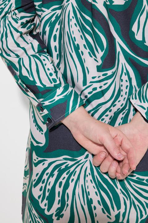 Produktbild Ulla Popken Longbluse, Blätter, Hemdkragen, Langarm (50, 52)