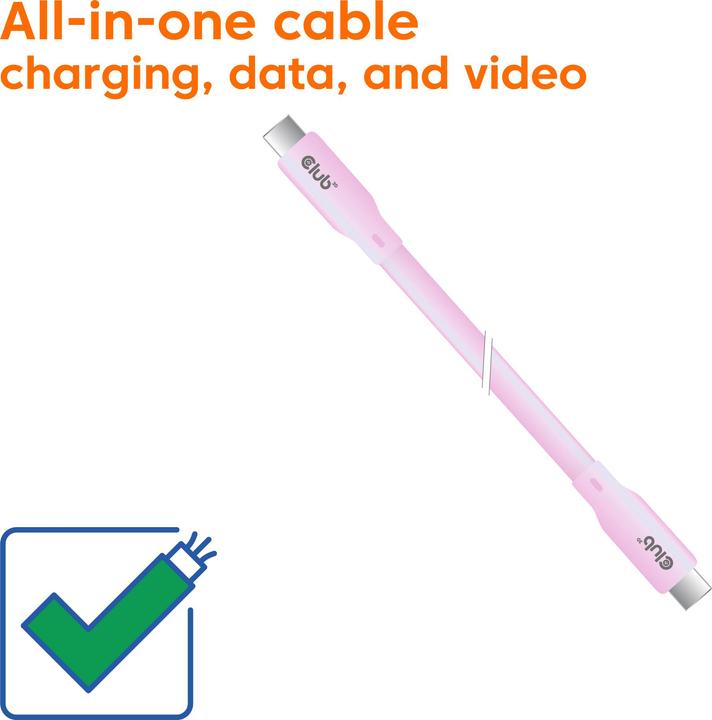 Produktbild Club 3D Club3D Lifestyle USB-C Kabel PD 240W,20Gbps 2m pink St/St retail (2 m, 240 W)