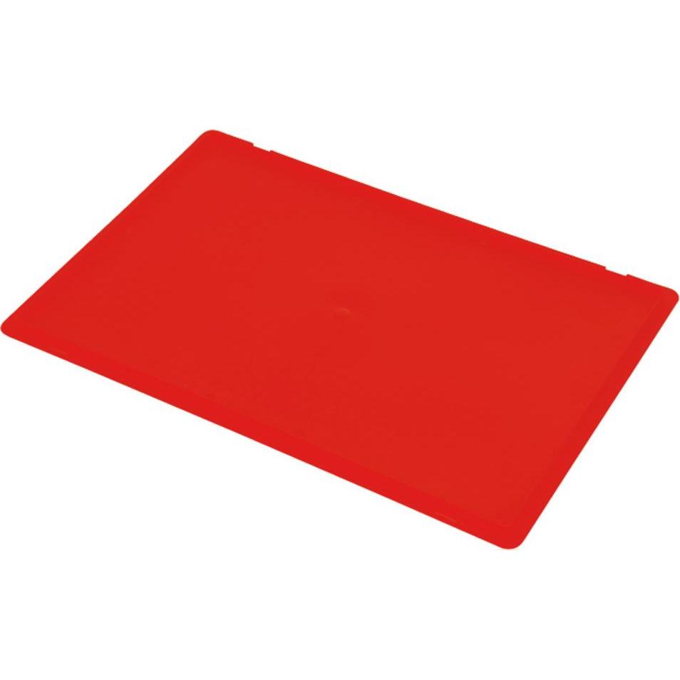 Wolfgang Warmbier, Lagerbehälter, Hakendeckel, für Lagerbehälter IDP-STAT, ESD, 400 x 300 x 10 mm, rot
