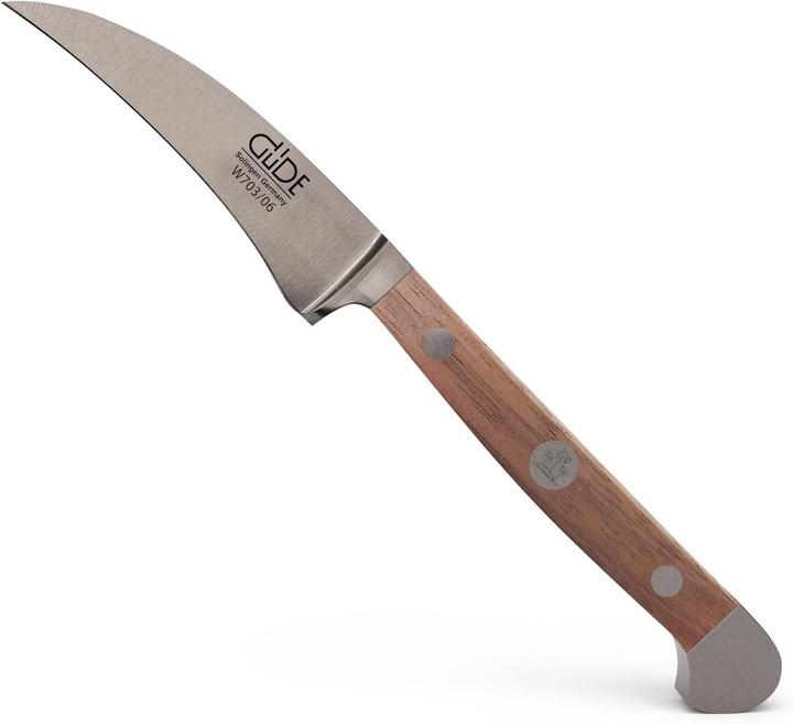 Güde Schälmesser, geschmiedet, Serie Alpha, Doppelkropf, Griff Walnussholz (6 cm)