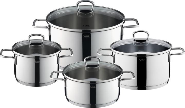 Produktbild Silit Topfset Induktion Kochtopfset 4tlg Glasdeckel Allicante Edelstahl (Pfannenset + Topfset, Edelstahl)