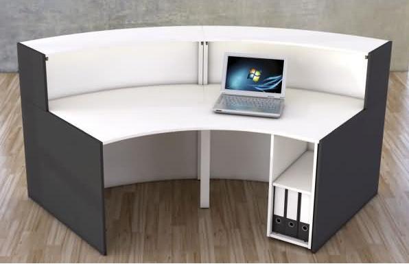 Actual product image Kerkmann BARI reception desk white, anthracite 257.5 x 122.5 x 112.0 cm (257.50 x 122.50 x 112 cm)