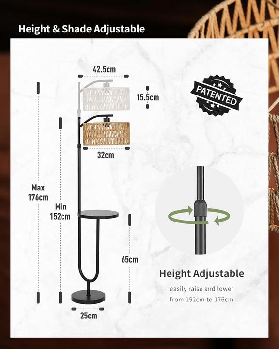 Produktbild Lampada da Terra con Tavolino Laterale e Porte USB (E27)