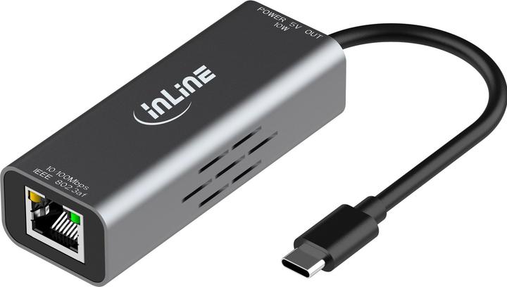 Actual product image InLine USB-C zu RJ45 PoE-Adapter mit Überspannungsschutz (USB-C, RJ45 (1x))
