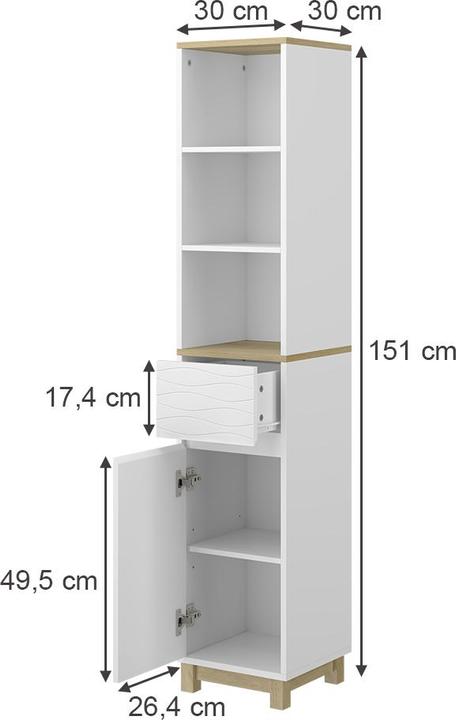 Produktbild Vicco Livia mit Schubladen (30 x 30 x 151 cm)