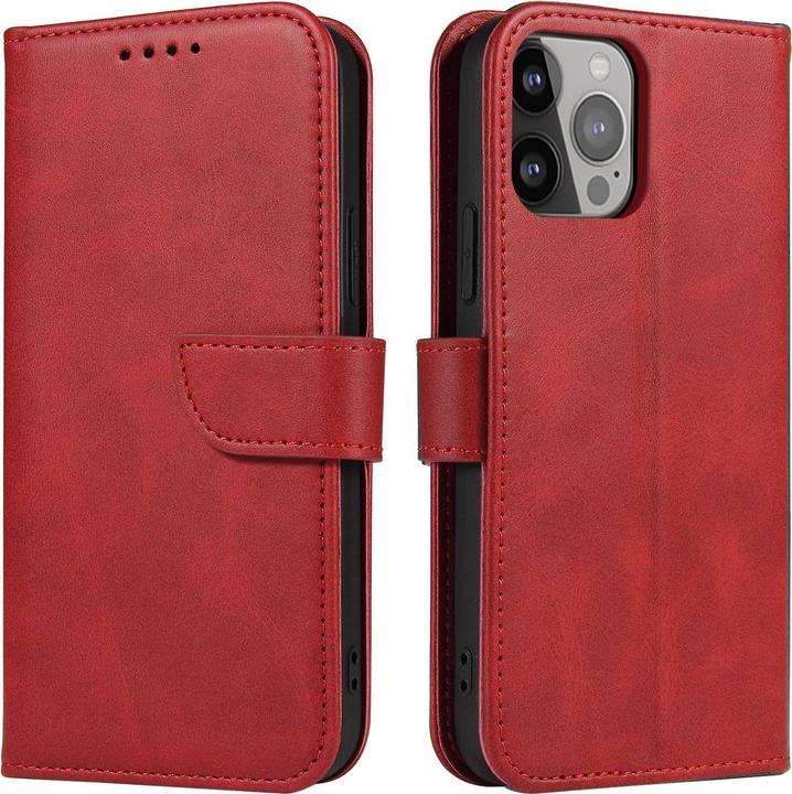 Actual product image Hurtel Wallet Case with Stand for iPhone 15 Pro Max Magnet Case - Red (Apple iPhone 15 Pro Max)
