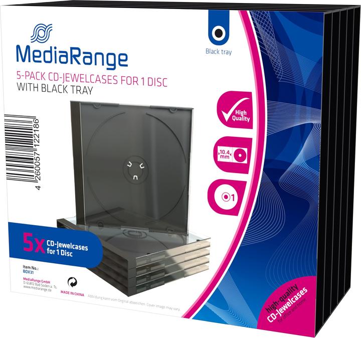Produktbild MediaRange CD / DVD Retail Pack 1er Jewel Cases 5Stk.