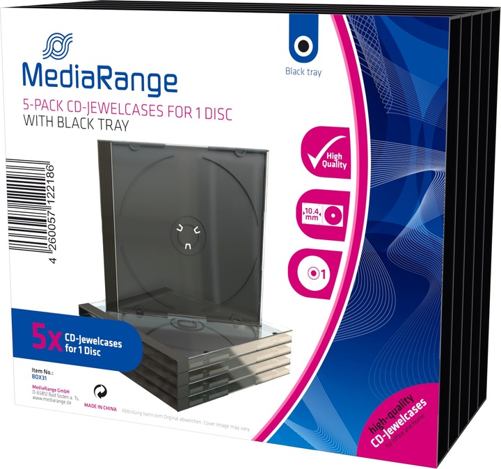 Immagine prodotto MediaRange CD / DVD Retail Pack 1 Jewel Cases 5pcs.