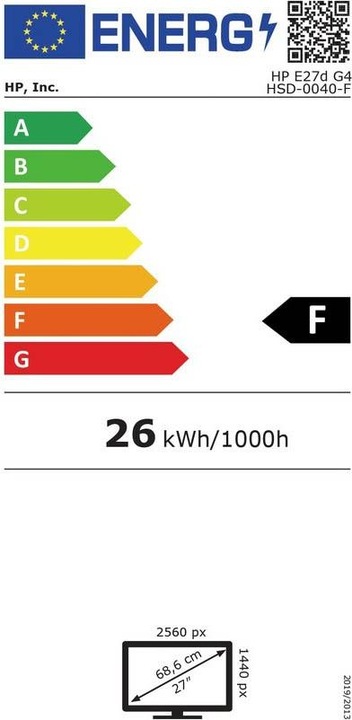 Energy Label HP E27d G4 (2560 x 1440 pixels, 27")