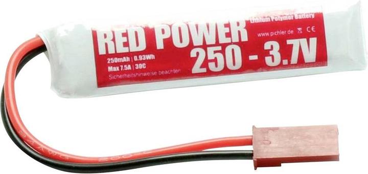 Actual product image Red Power Model making battery pack (LiPo) 3.7 V 250 mAh Softcase JST (3.70 V, 250 mAh)