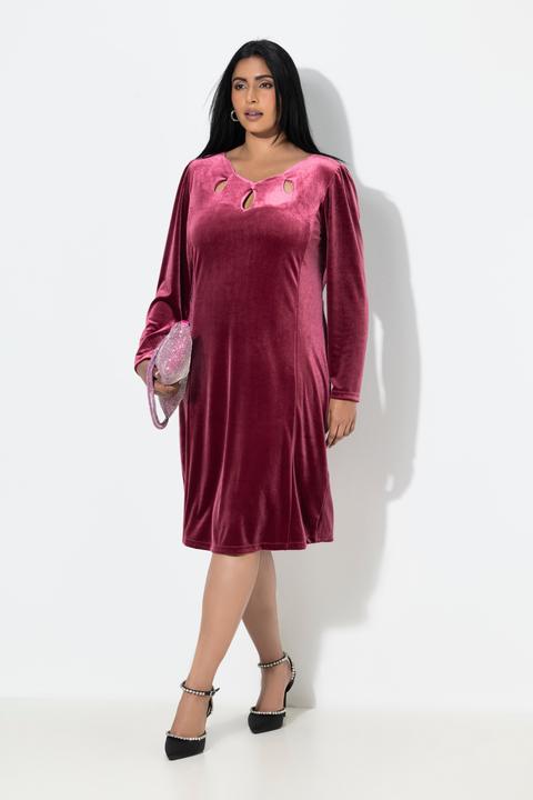 Image du produit Ulla Popken Bodycon-Kleid, Samt, Cut-Outs, Langarm (60)