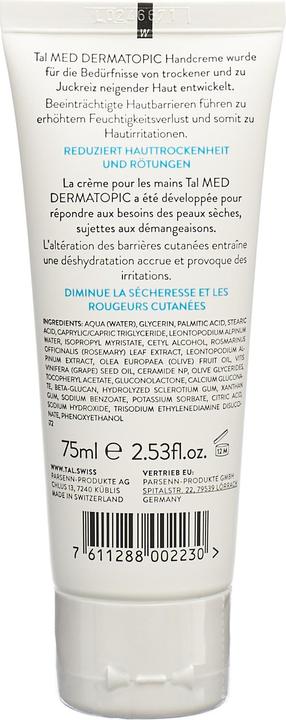 Nutritional values and ingredients Med Hand Cream dermatopic Tb 75 ml (75 ml)