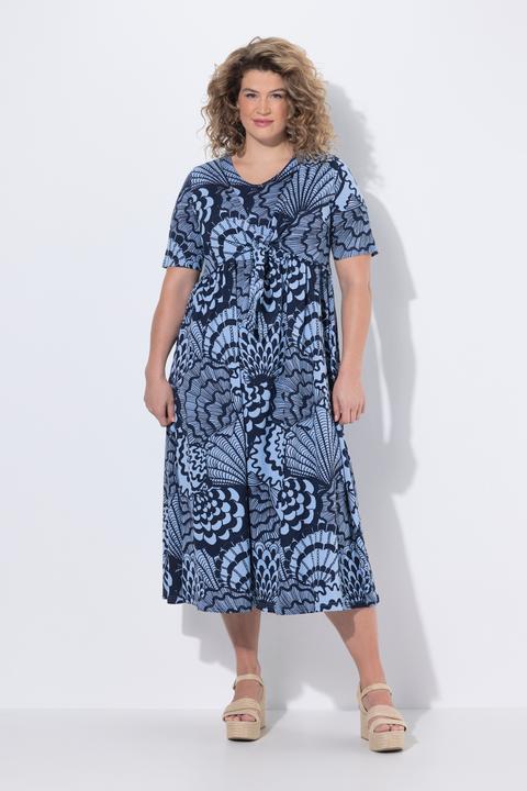Produktbild Ulla Popken Maxikleid, Muscheln, V-Ausschnitt, Halbarm (50)