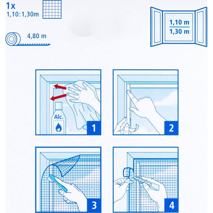 Actual product image tesa Insect screen STANDARD for windows, with Velcro tape, without drilling (110 x 130 cm)