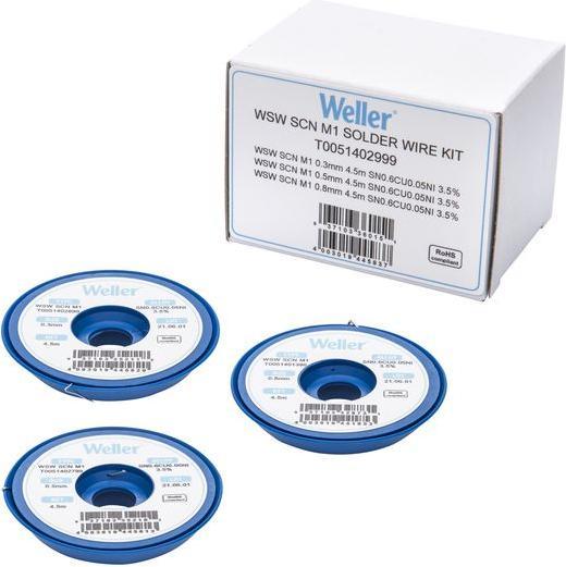 Weller Erem Solder Wire Kit, 0.3 / 0.5 / 0.8mm, Sn99.3/Cu0.6/Ni0.05, 21g