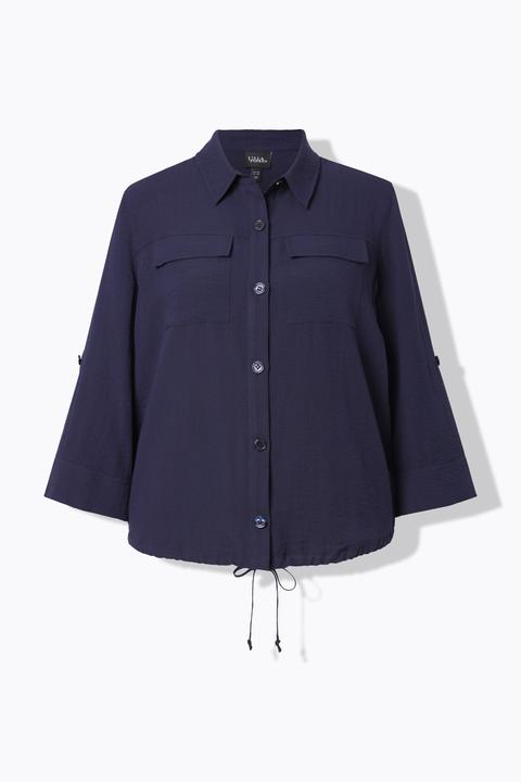 Actual product image Ulla Popken Drawstring Hem Long Sleeve Shacket (62)