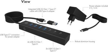 Immagine prodotto Icy Box ICY BOX Multiport Docking Station, High-Speed USB 3.2 Hub, IB-HUB1737-C3 (USB-C, 7 Porti)