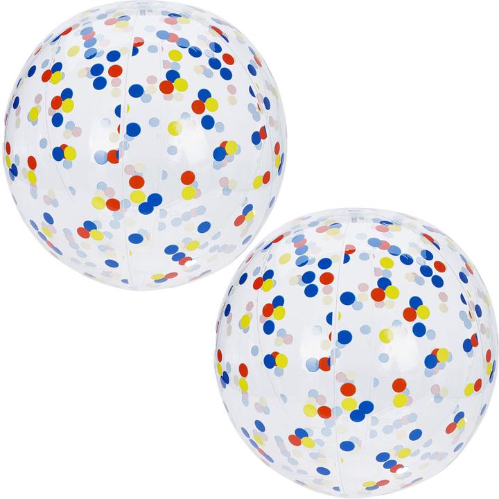 Produktbild XQ Max 2er-Set Aufblasbarer Strandball 50 cm Durchmesser - Halbdurchsichtig mit bunten Konfetti-Punkten