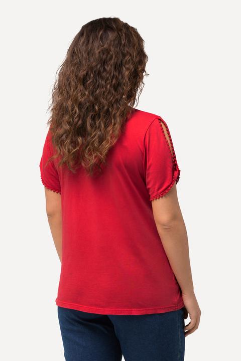 Produktbild Ulla Popken T-Shirt, Zierborte, Calssic, V-Ausschnitt, Halbarm (58)