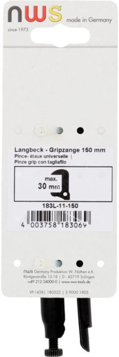 Produktbild NWS Langbeck-Gripzange (235 mm)