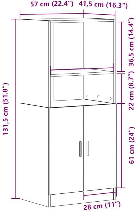 Actual product image vidaXL Küchenschrank (57 x 41.50 x 131.50 cm)