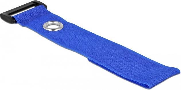 Actual product image Delock Velcro cable tie with loop and fixing eye L 280 x W 38 mm blue 3 pieces (Velcro cable ties, 280 mm, 3 pcs.)