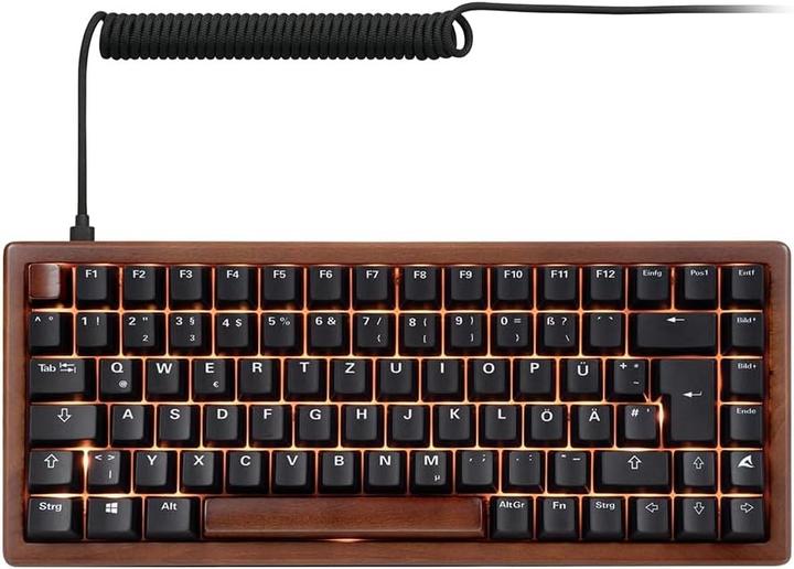 Actual product image Sharkoon SKILLER SGK50 S3 Wood PBT (holz/schwarz, FR-Layout, Gateron G Pro 3.0 Yellow) (Germany, Cable)