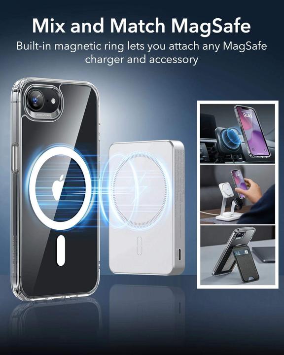 Actual product image ESR Classic Hybrid Halolock MagSafe iPhone 16e Case - Clear (Apple iPhone 16e, Apple iPhone 17e)