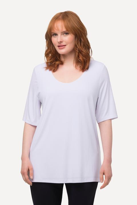 Image du produit Ulla Popken T-shirt doublé à l'avant, col V et manches courtes (58)
