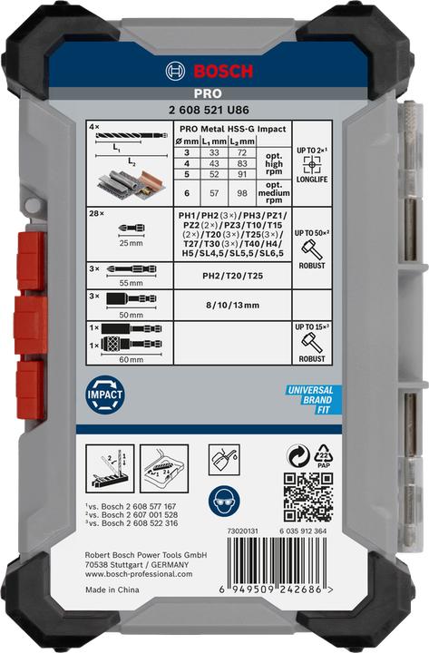 Productafbeelding Bosch PRO Slagschroevendraaierbits en metaalboren gemengde set, 40 stuks.