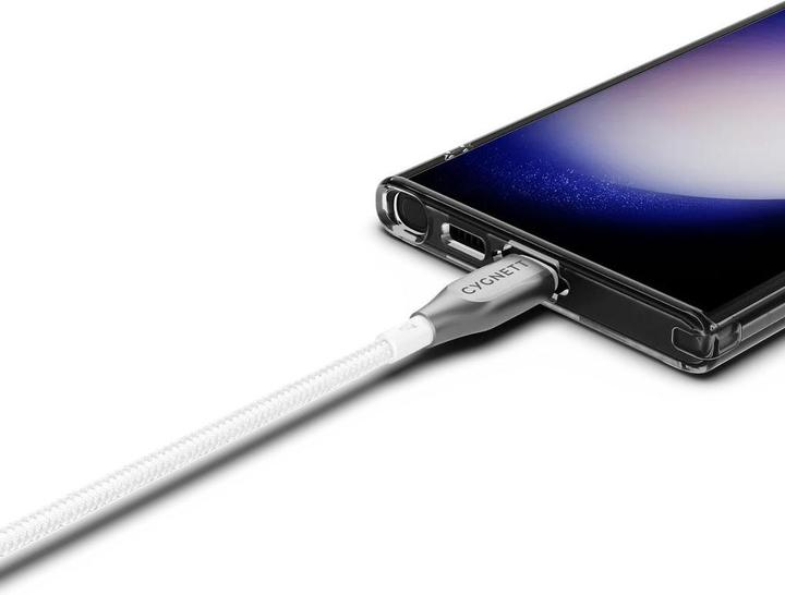 Productafbeelding Cygnett Gepantserde USB-C naar USB-C 60W snellaadkabel USB 2.0 (1m, wit) (1 m, USB 2.0, 100 W)