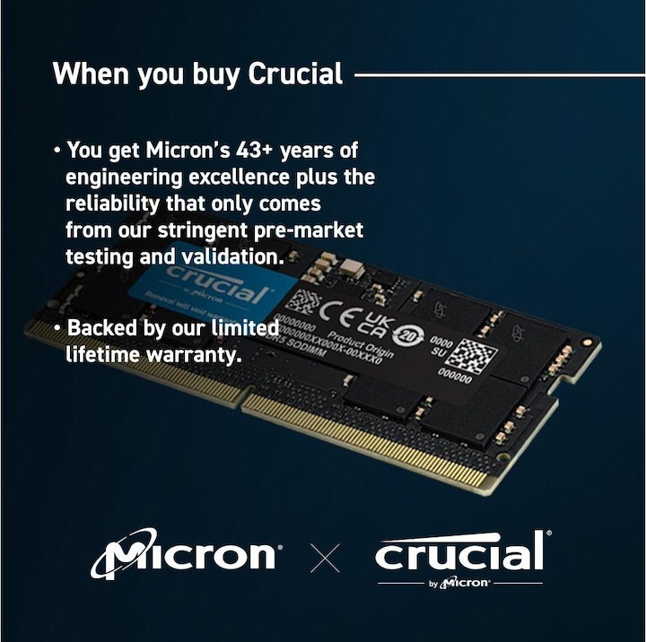 Produktbild Crucial CT16G56C46S5 (1 x 16GB, 5600 MHz, DDR5-RAM, SO-DIMM)