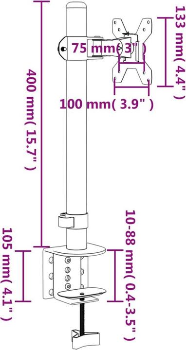 Image du produit vidaXL Monitorhalterung (Tables, 32", 10 kg)