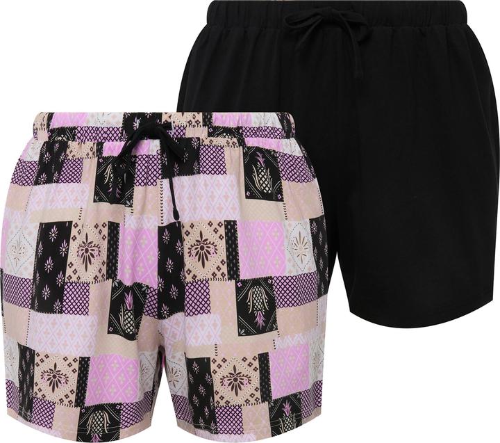 Produktbild Ulla Popken Schlafshorts, 2er-Pack, gemustert/einfarbig, Elastikbund (42, 44)