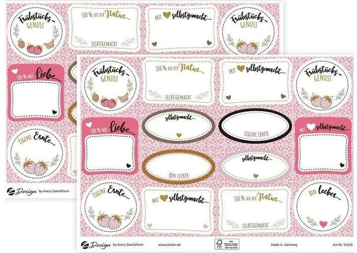 Actual product image Avery Motif Sticker A5 KITCHEN Homemade with Heart