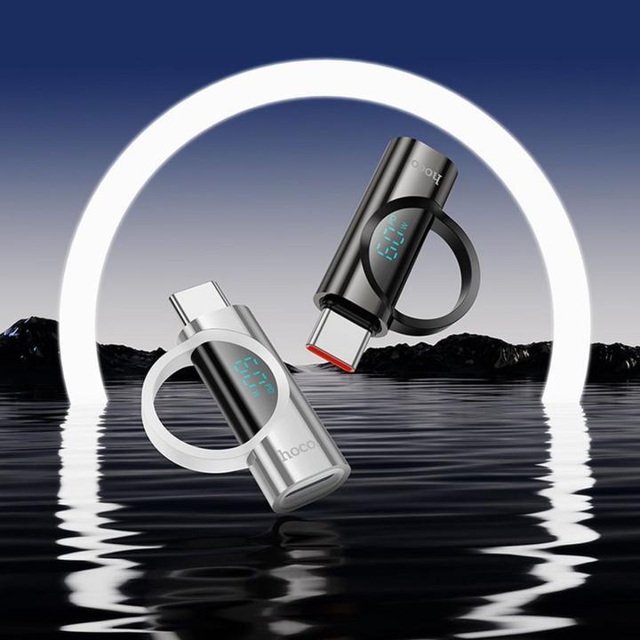 Produktbild Hoco Cable adapter Type C (male) to Lightning (female) with digital display 3A 60W UA32A silver (Lightning, USB-A)