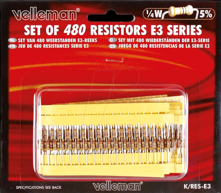 Actual product image Velleman Set Of 480 Resistors (E3 Series)