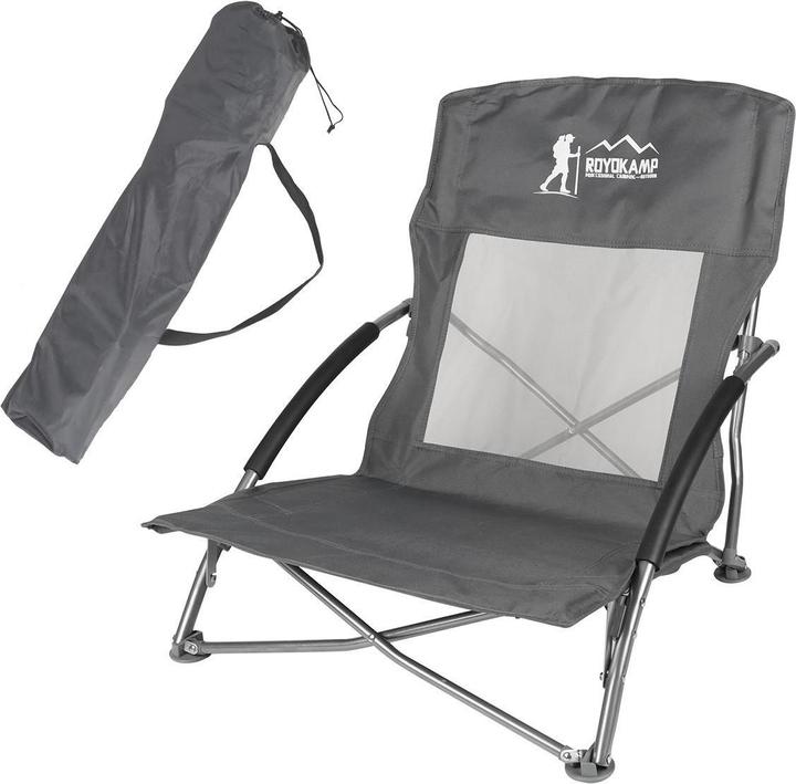 Actual product image Royokamp TOURIST AND BEACH CHAIR WITH ARMS 55x58x64CM CLAPPABLE GREY