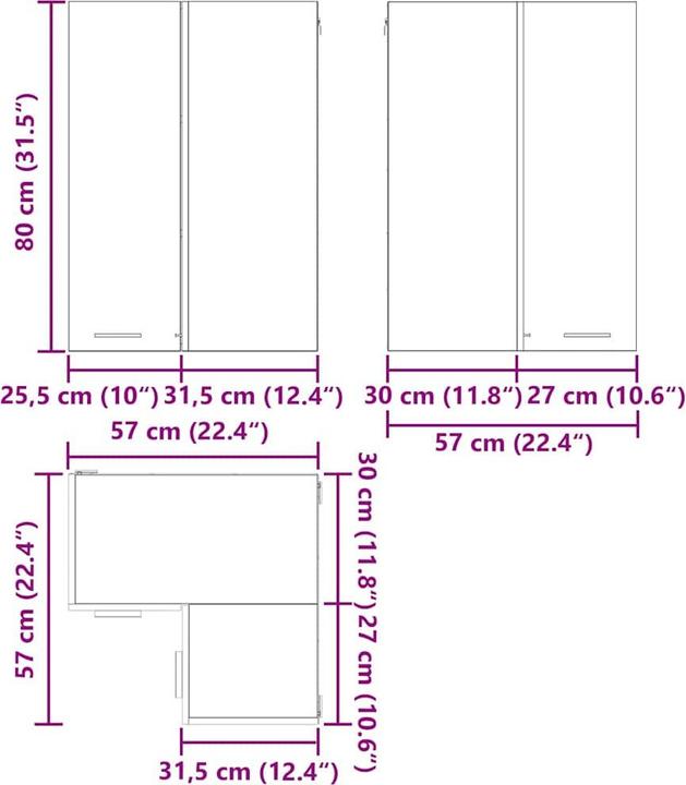 Produktbild vidaXL Küchenaufbewahrung (57 x 57 x 80 cm)