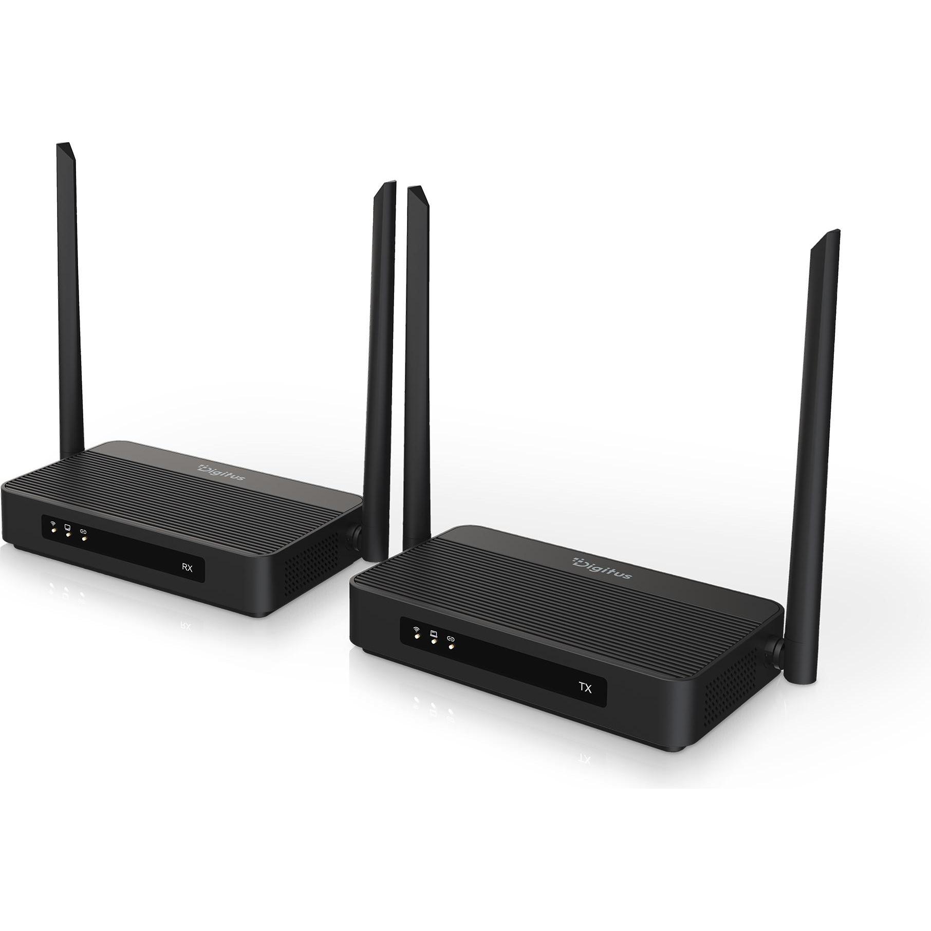 Digitus 4K Wireless HDMI KVM Extender Set, 100 m HDMI - HDMI, 4K/60 Hz, Ultra Low Latency, Switch KVM, Nero